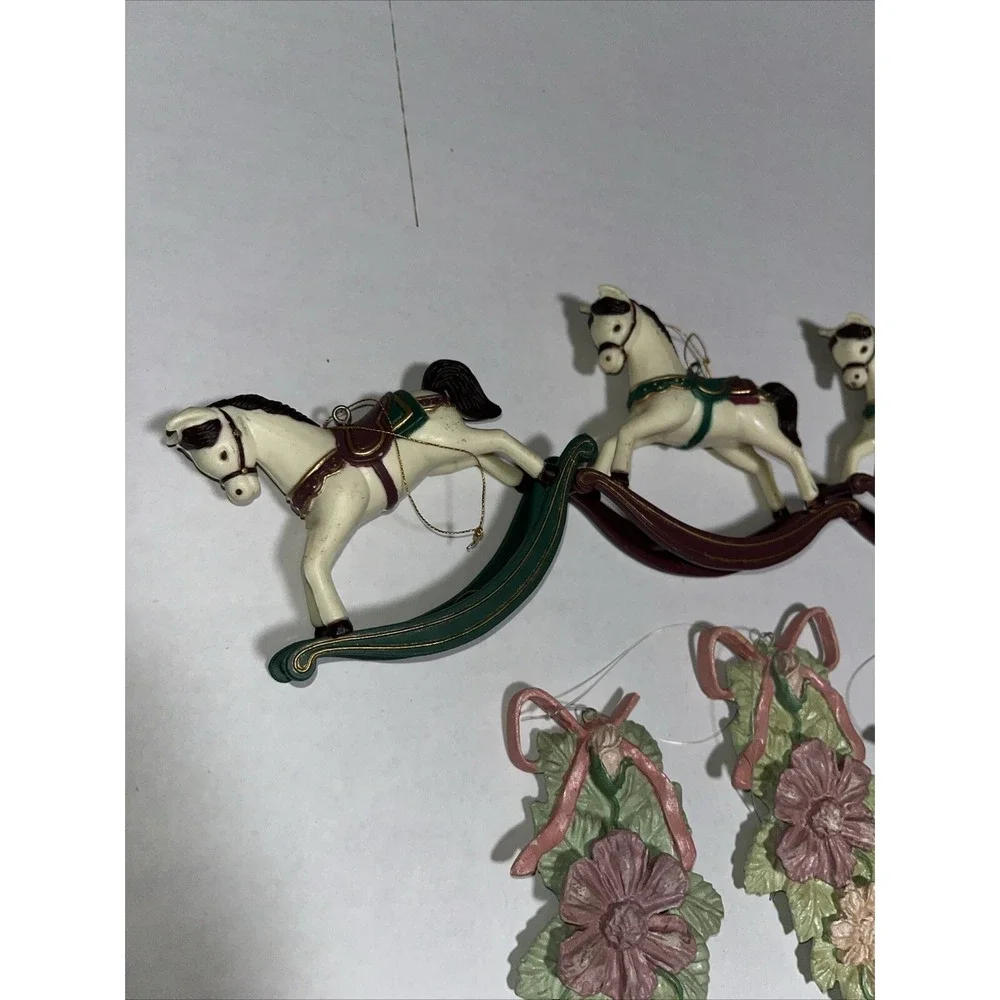 14 Homco Like‎ Christmas Ornaments/ Decor Floral , Peace Dove , Rocking Horse,